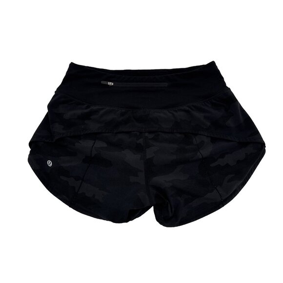 Lululemon Run Speed Up High Rise Shorts 4” Lined Black Camo Size 4 tall W7B40S - Picture 1 of 8